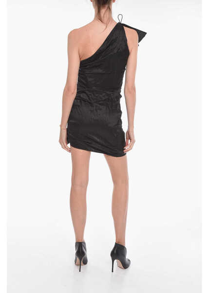 Rochii scurte Bottega Veneta Satin Ruffled Dress With One-Shoulder Black Femei (BM 10125968) 2