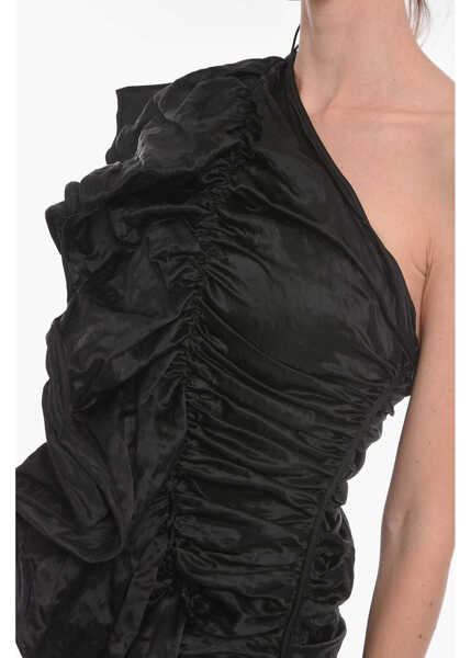 Rochii scurte Bottega Veneta Satin Ruffled Dress With One-Shoulder Black Femei (BM 10125968) 3