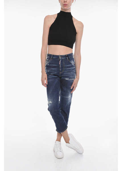 Blugi skinny DSQUARED2 Jeans Daisy Boston Fit With 18Cm Embroidery Blue Femei (BM 10126007) 4