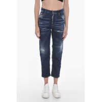 Blugi skinny Embroidered Daisy Boston Fit Denims 18Cm Femei