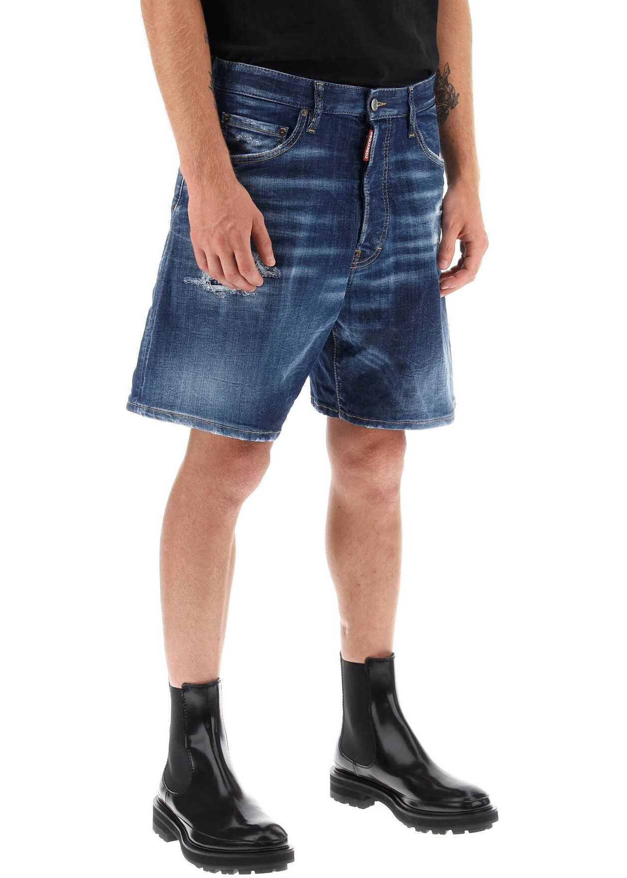 DSQUARED2 Loose Shorts In Used Denim NAVY BLUE