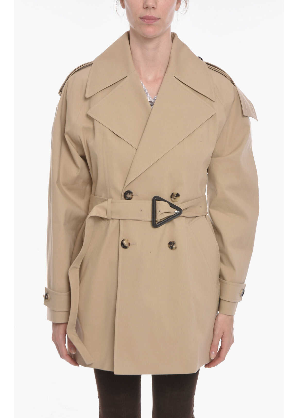 Bottega Veneta Double-Breasted Trench With Removable Lining Beige