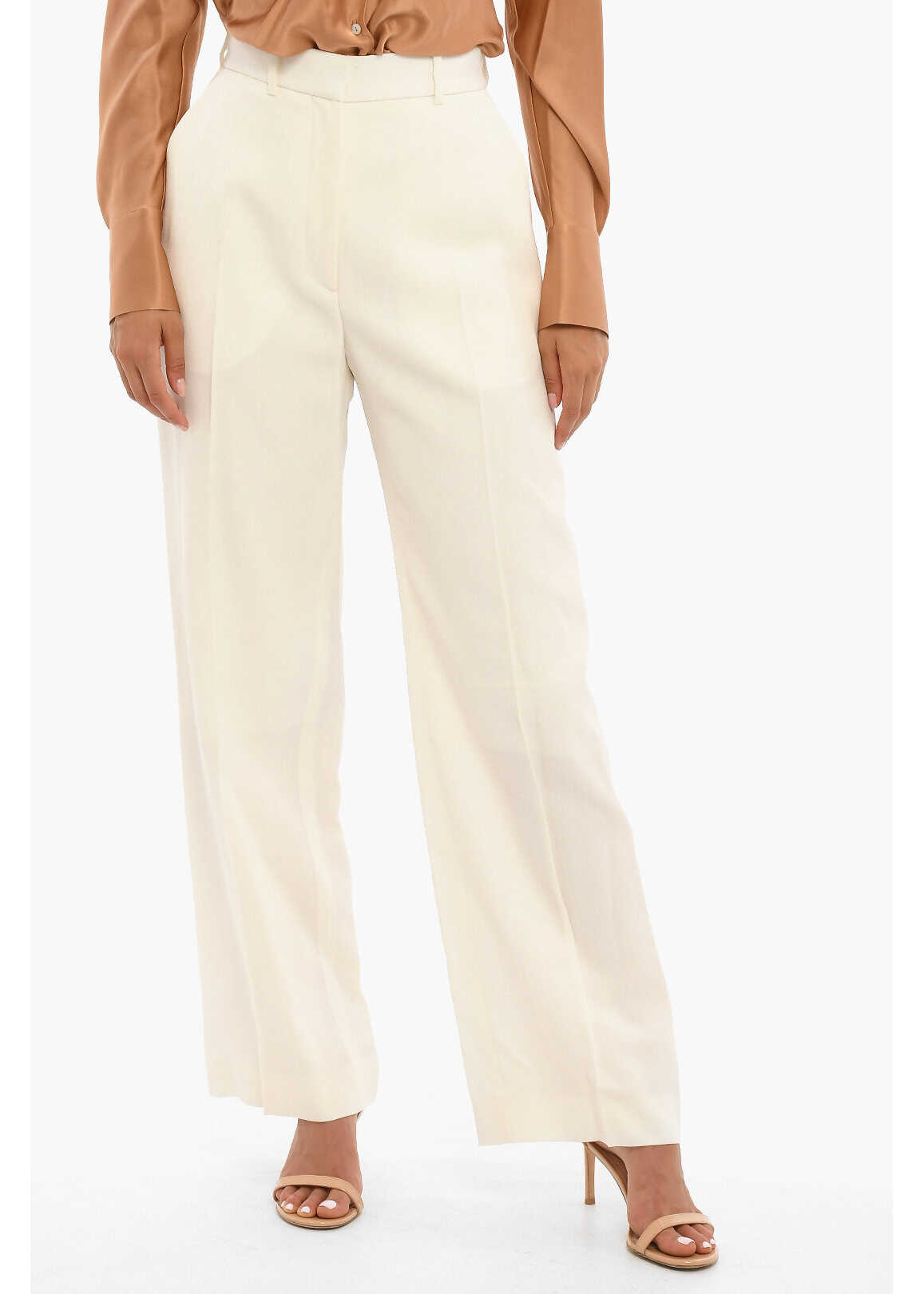 Casablanca Silk Blend Wide Fit Pants White