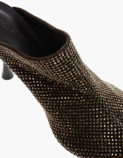 Saboti Bottega Veneta Round Toe Courtney Mules With Rhinestones All-Over 9Cm Brown Femei (BM 10132061) 4