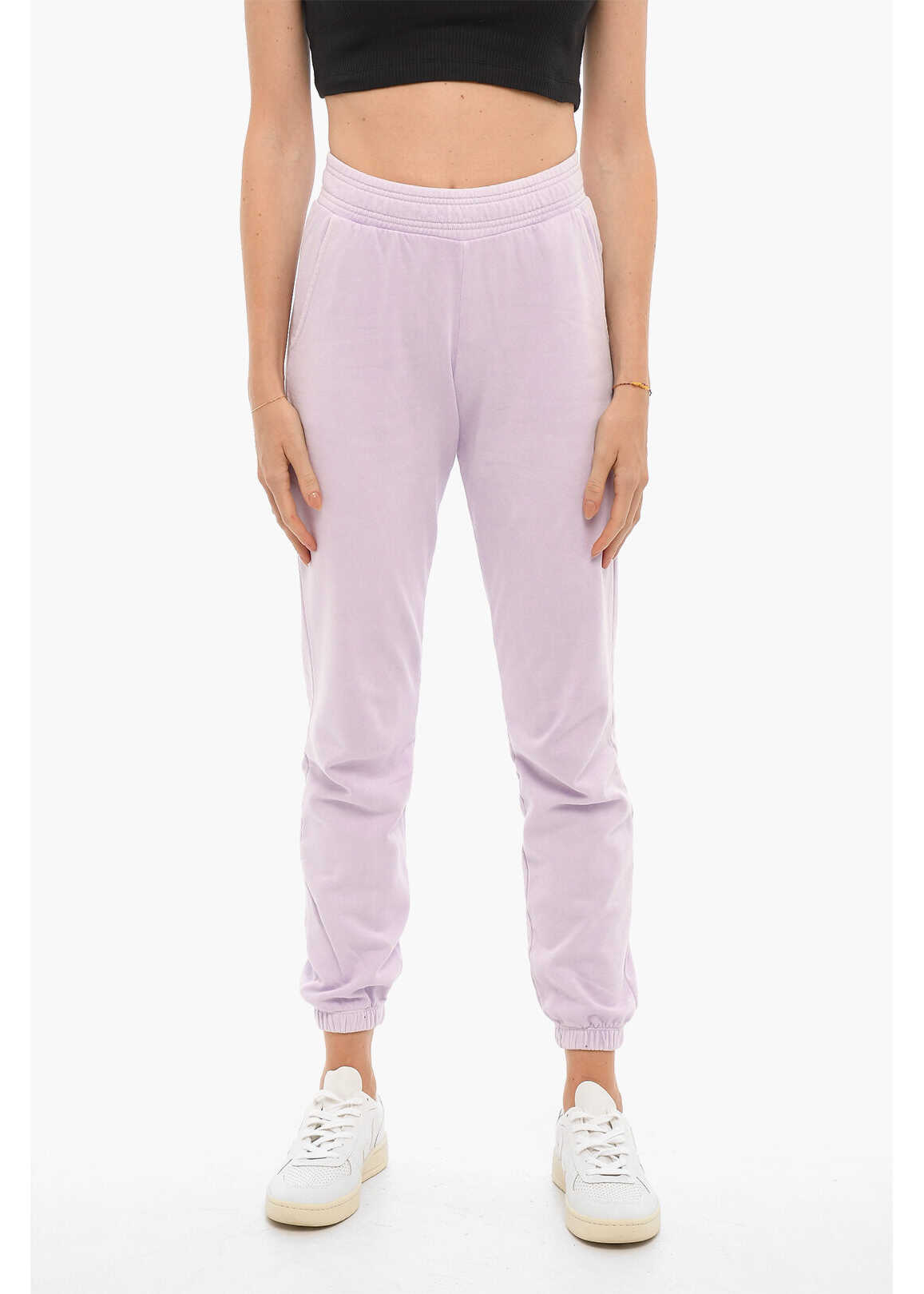 AllSaints High-Waisted Brushed Cotton Joggers Violet