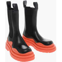 Botine Contrasting Sole Leather Chelsea Booties Femei