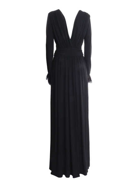 Rochii lungi Alberta Ferretti Pleated dress with feathers Black   Femei (BM 10134194) 3