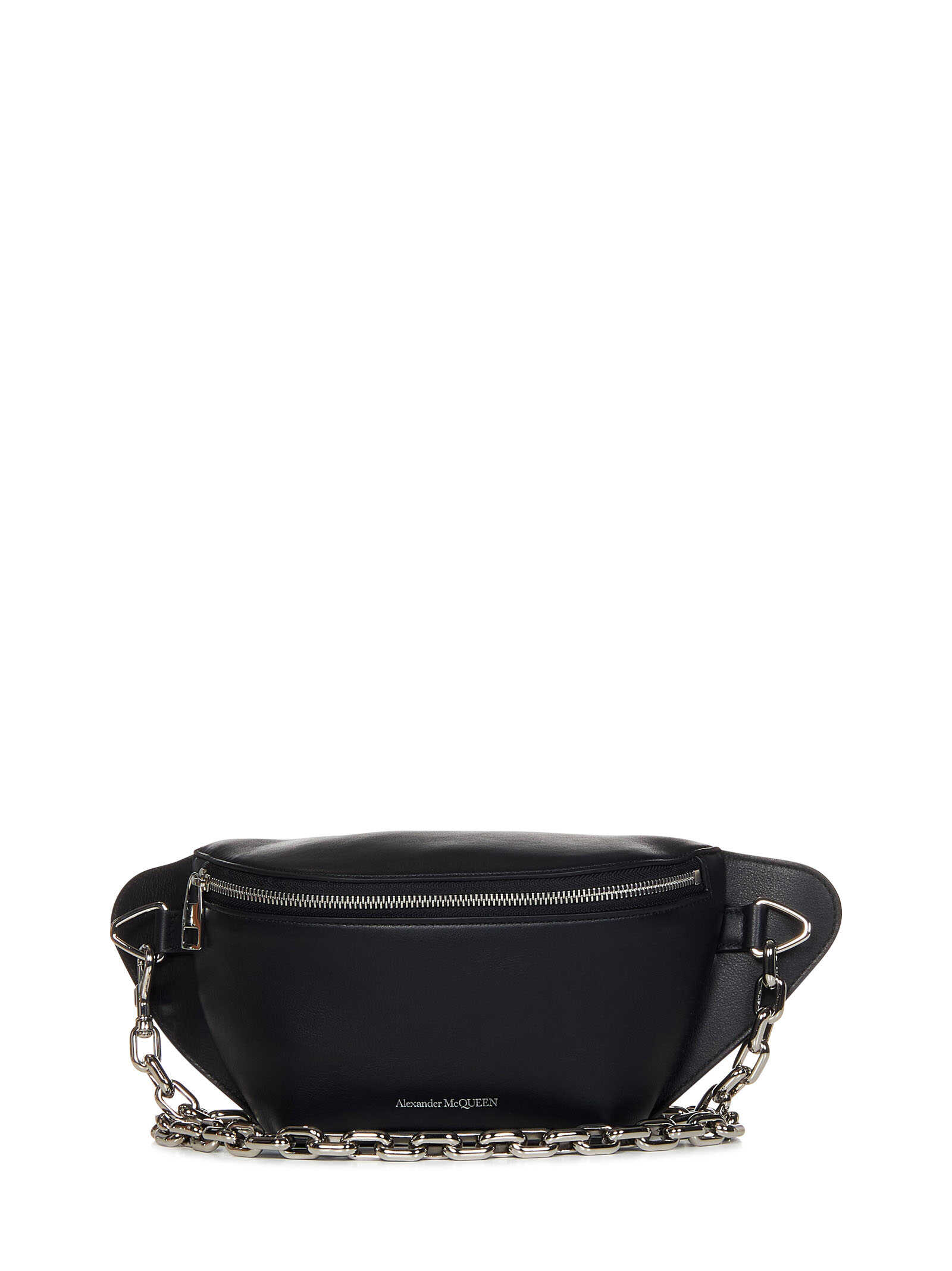 Alexander McQueen Leather handbag with logo print Black