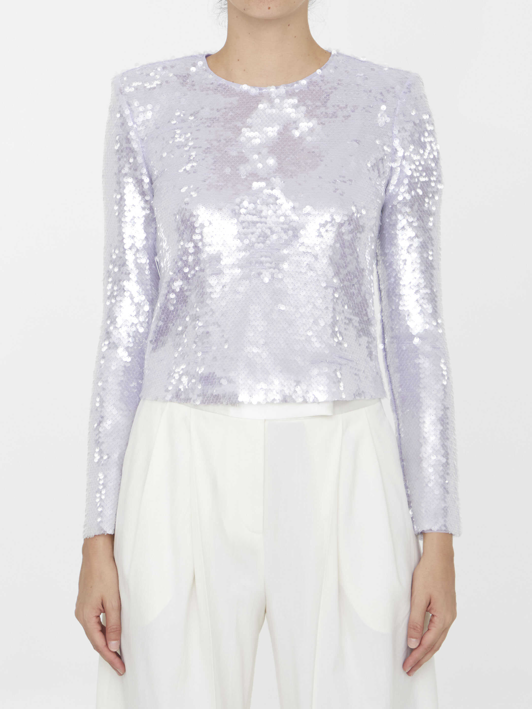 Self-Portrait Sequined Top LILAC