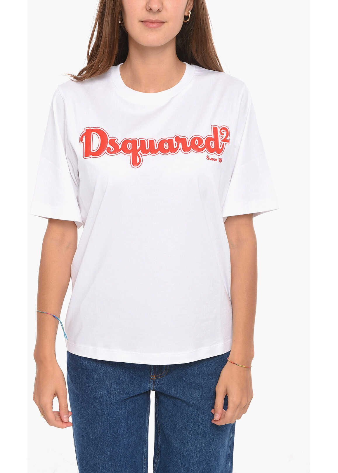 DSQUARED2 Crewneck T-Shirt With Embossed Logo White
