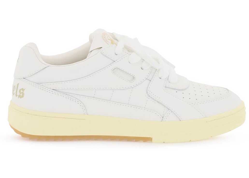 Palm Angels 'Palm University' Leather Sneakers WHITE WHITE image5