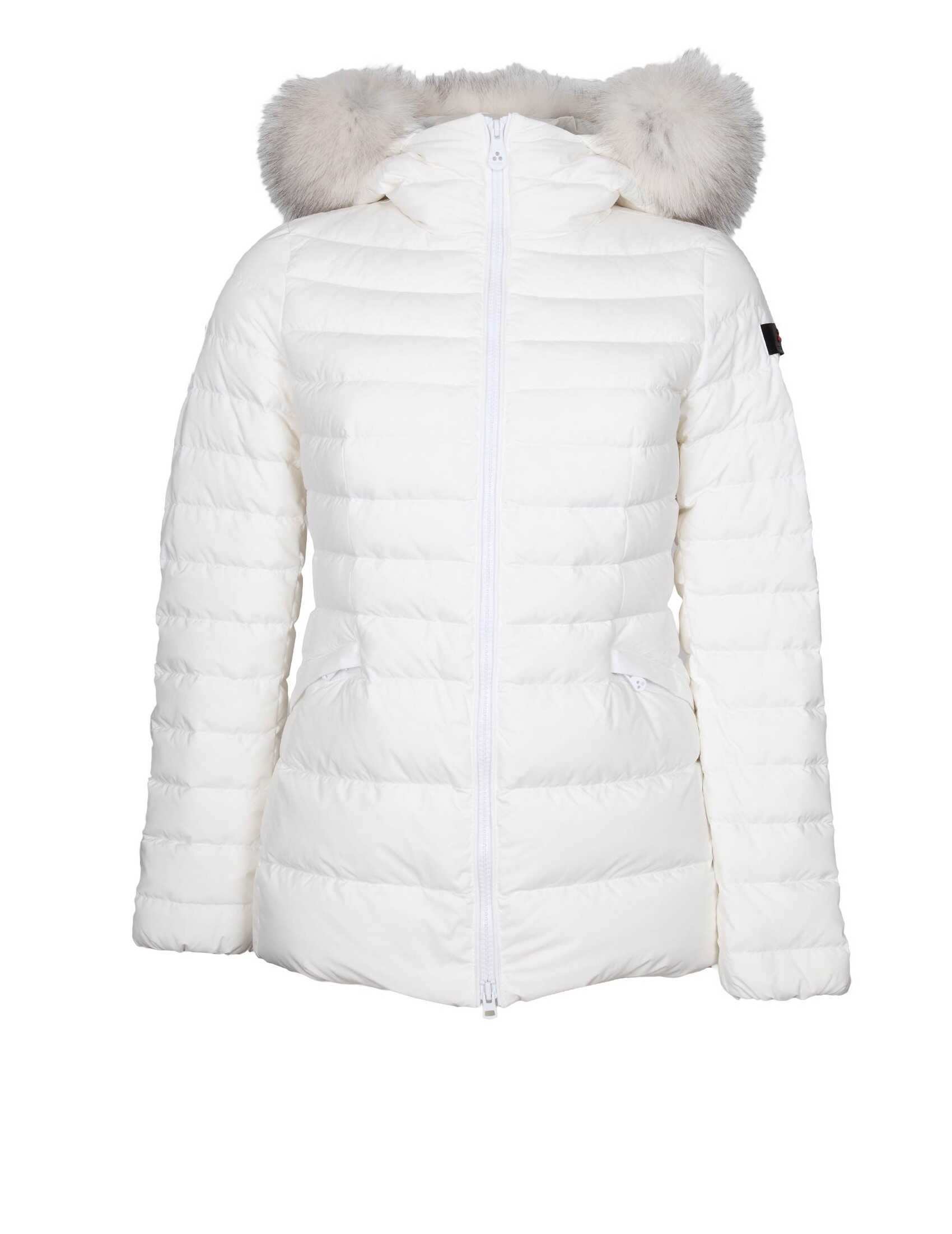 Peuterey slim turmalet down jacket in nylon with fur White