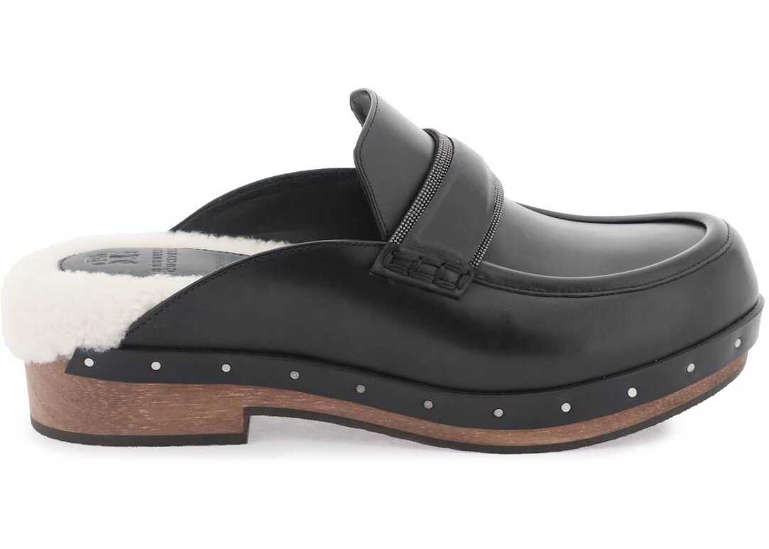 Brunello Cucinelli Loafer-Style Sabots With Shearling Lining NERO image2