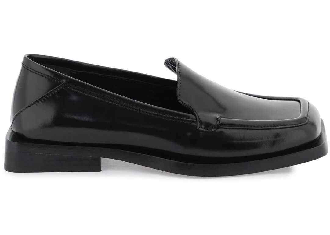 THE ATTICO Brushed Leather 'Micol' Loafers BLACK image0