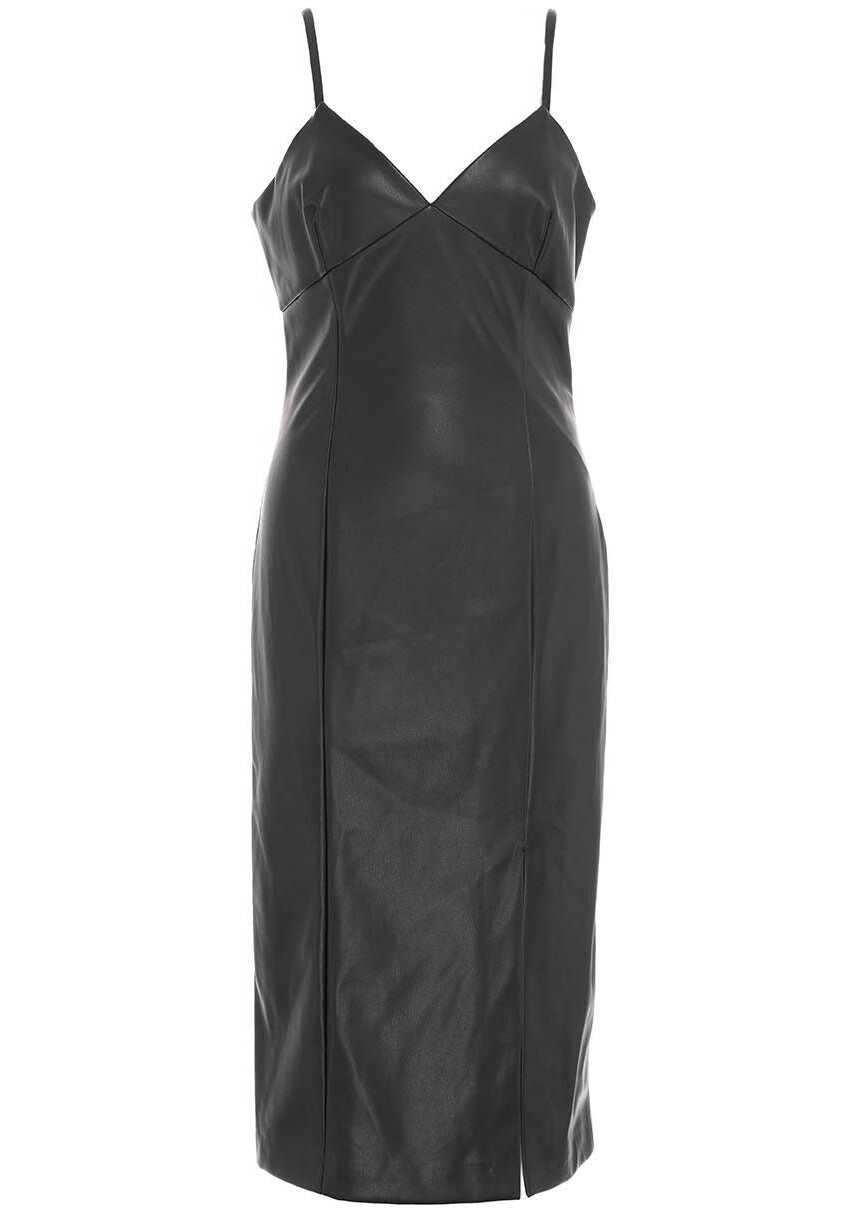 Twin-set Simona Barbieri Side slit dress in faux leather Black