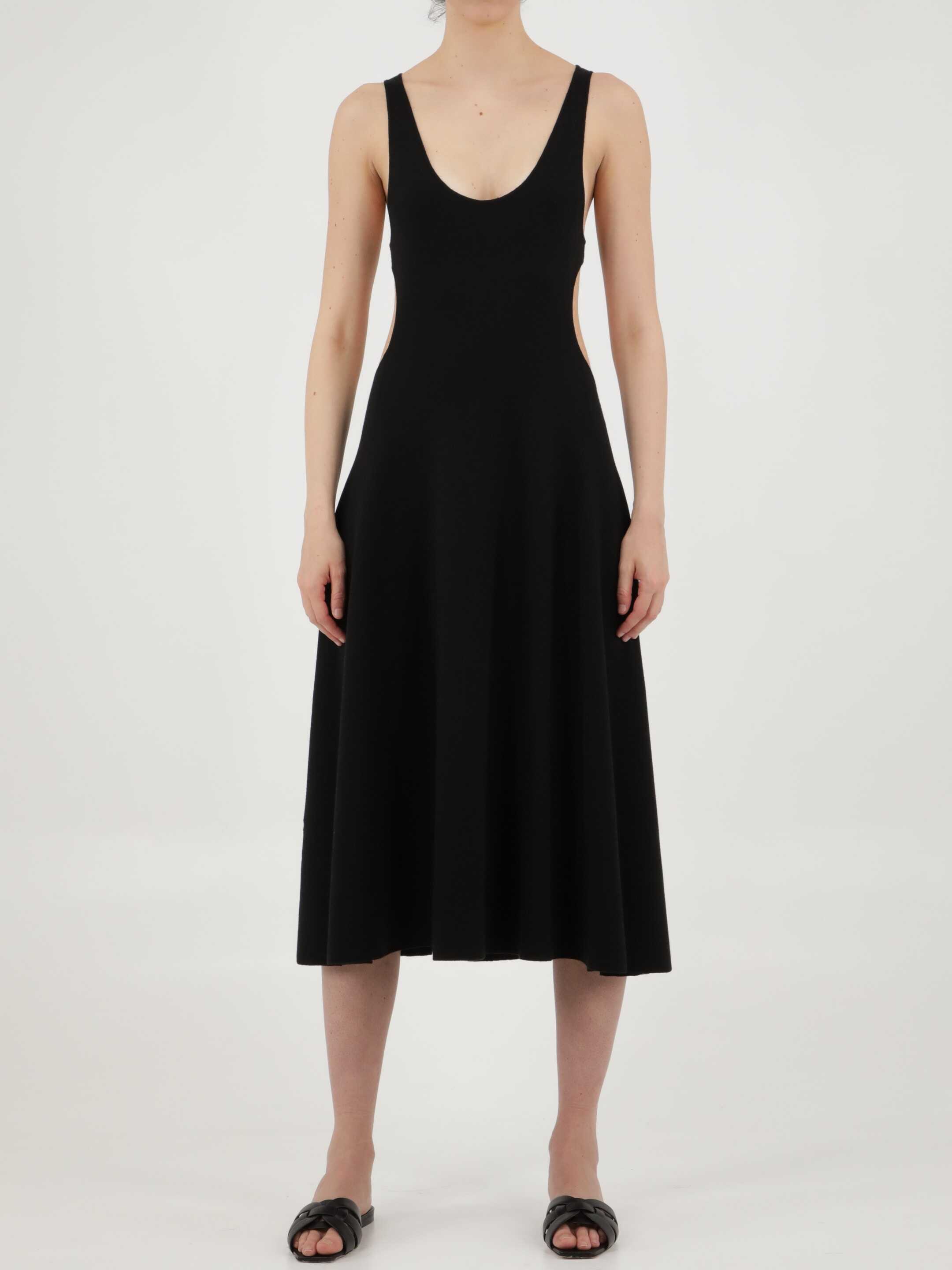 Saint Laurent Cut-Out Wool Dress BLACK
