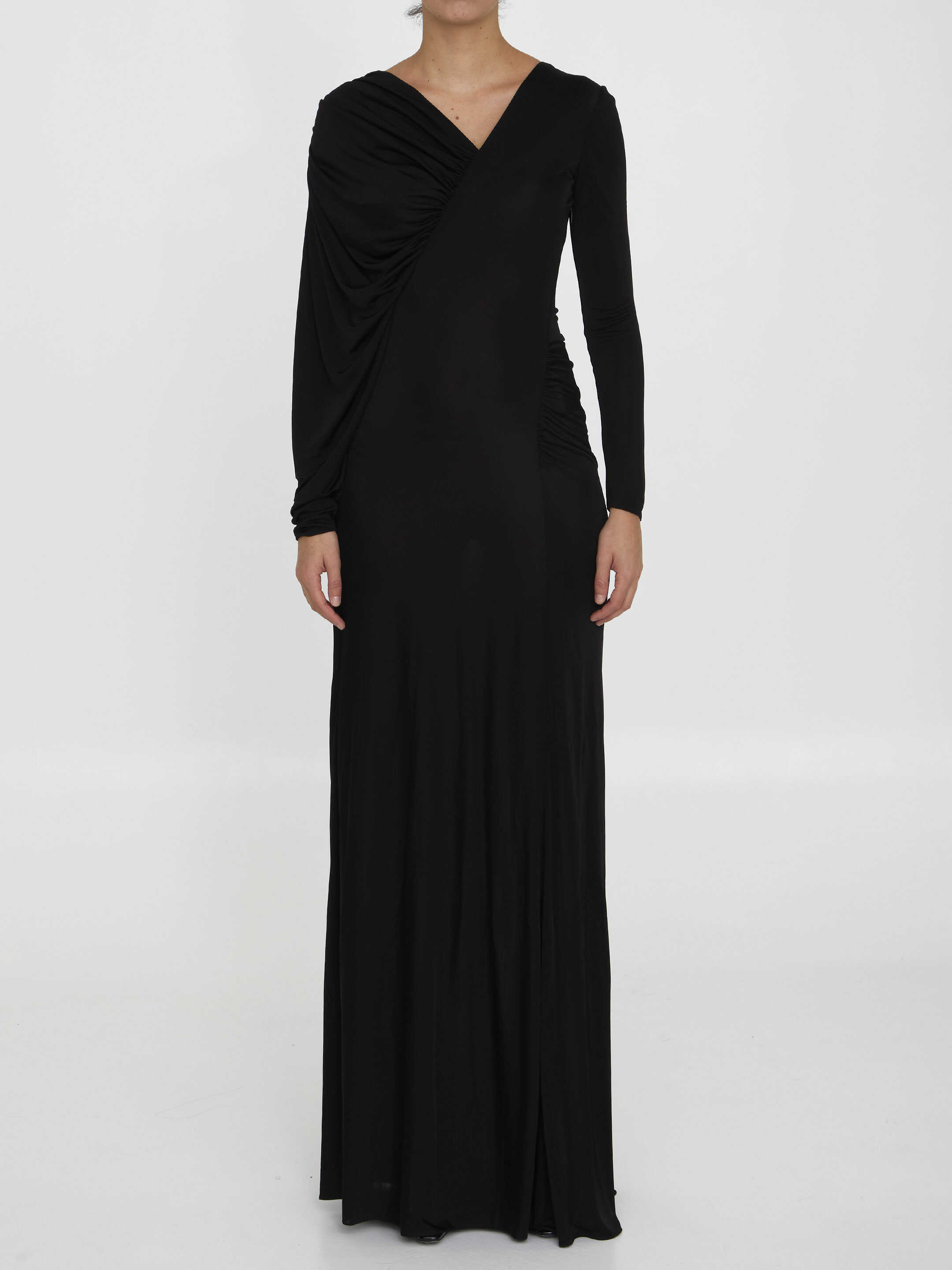 Saint Laurent Shiny Jersey Dress BLACK