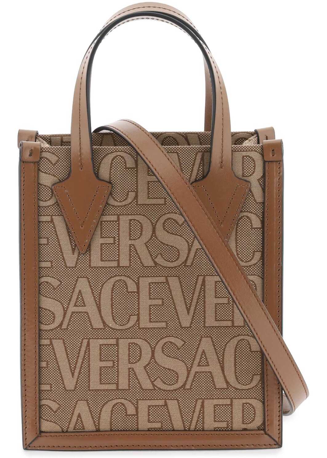 Versace Allover Small Tote Bag BEIGE BROWN