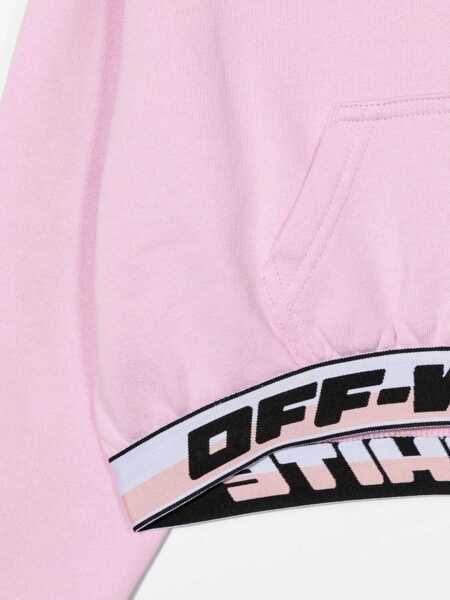 Bluze de trening Off-White Logo Band Hoodie Crop PINK Fete (BM 10156922) 3