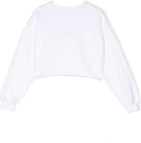 Hanorace MSGM Cropped Sweatshirt WHITE Fete (BM 10157117) 2