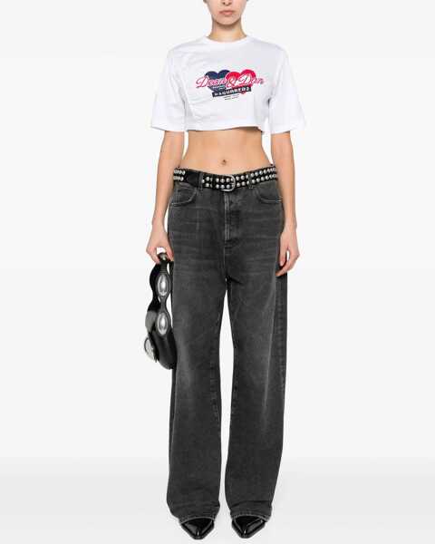 Tricouri DSQUARED2 Cropped Fit T-Shirt WHITE Femei (BM 10157372) 2
