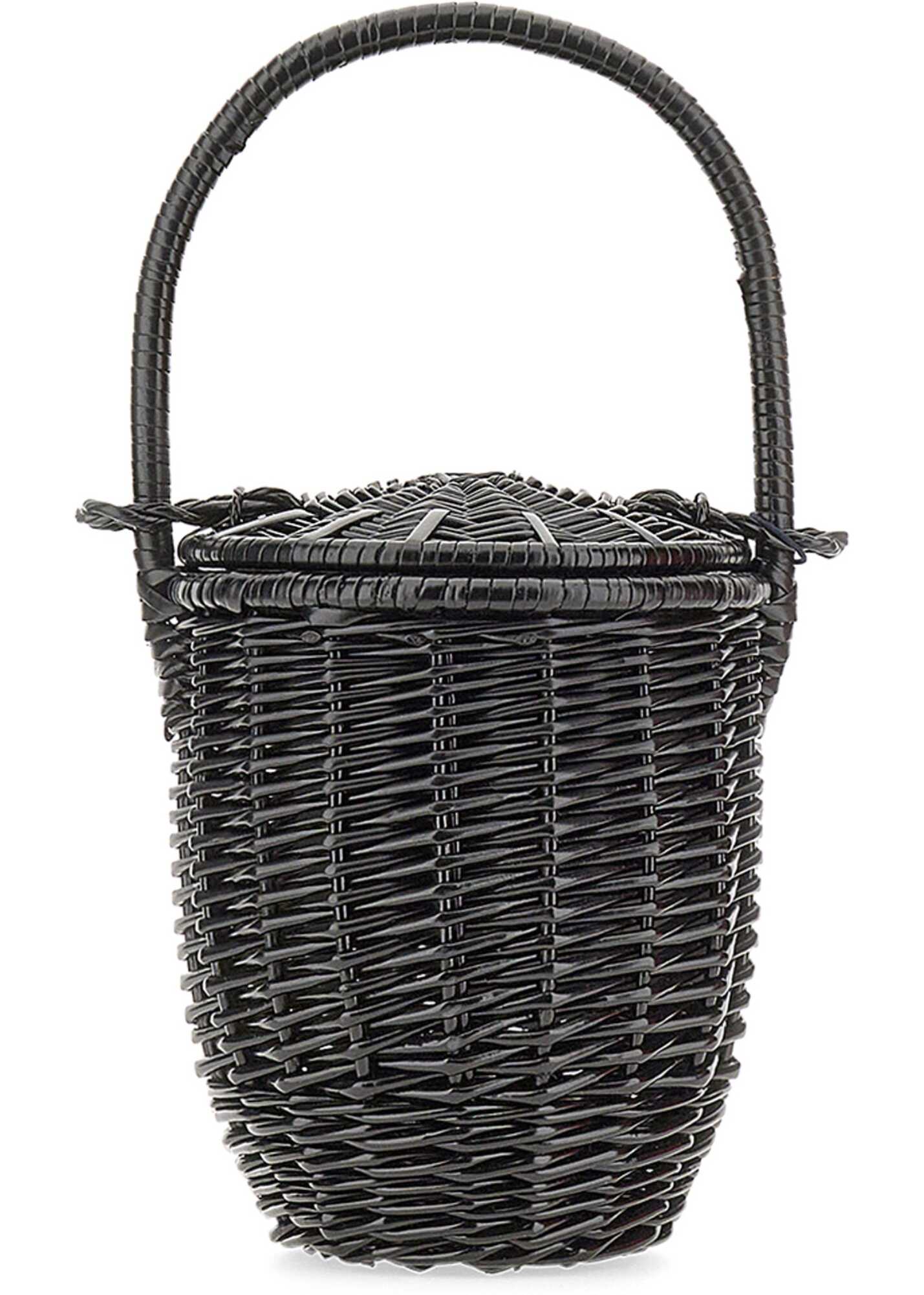 Patou Wicker Bucket Bag BLACK