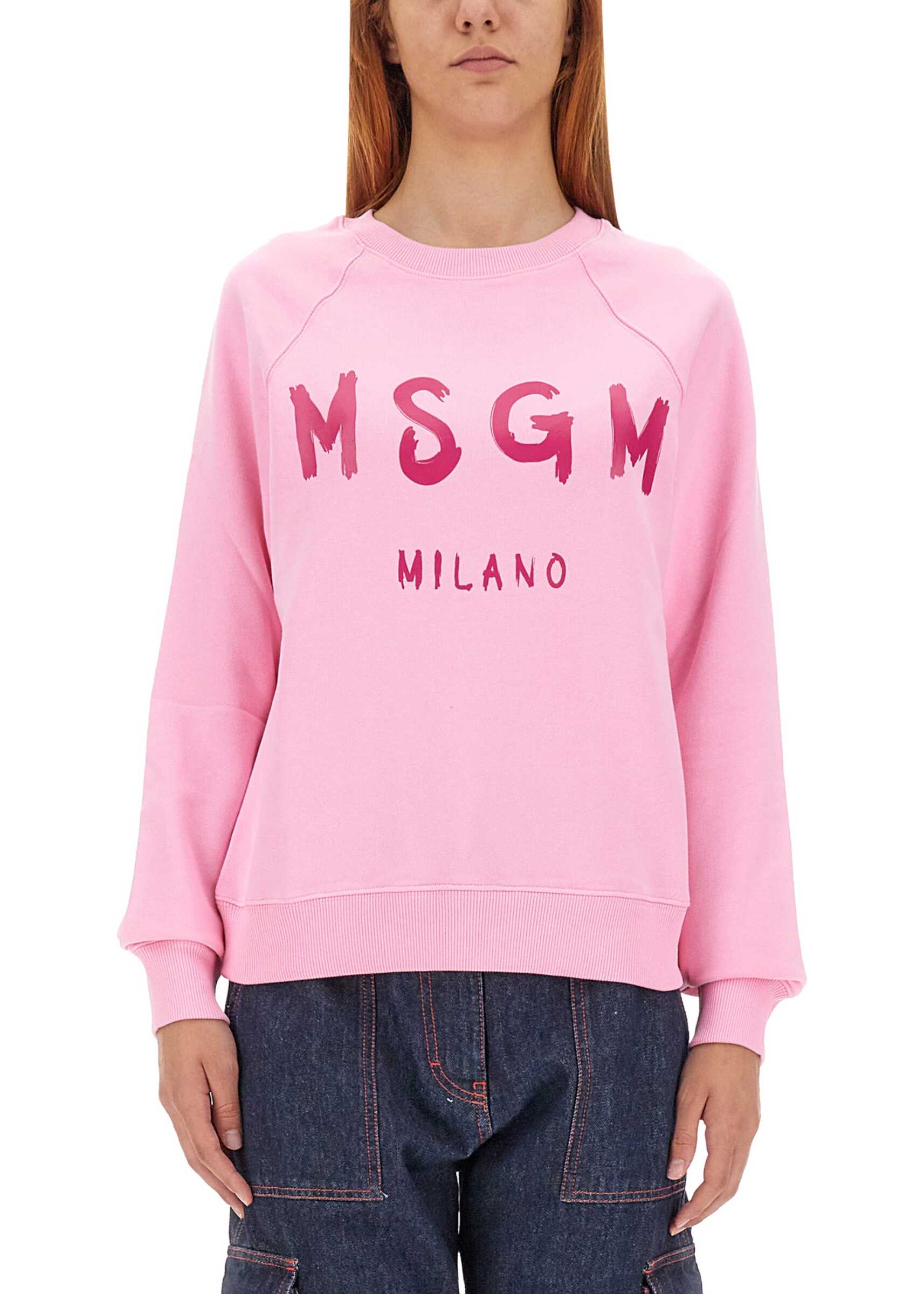 MSGM Sweatshirt With Brushed Logo PINK