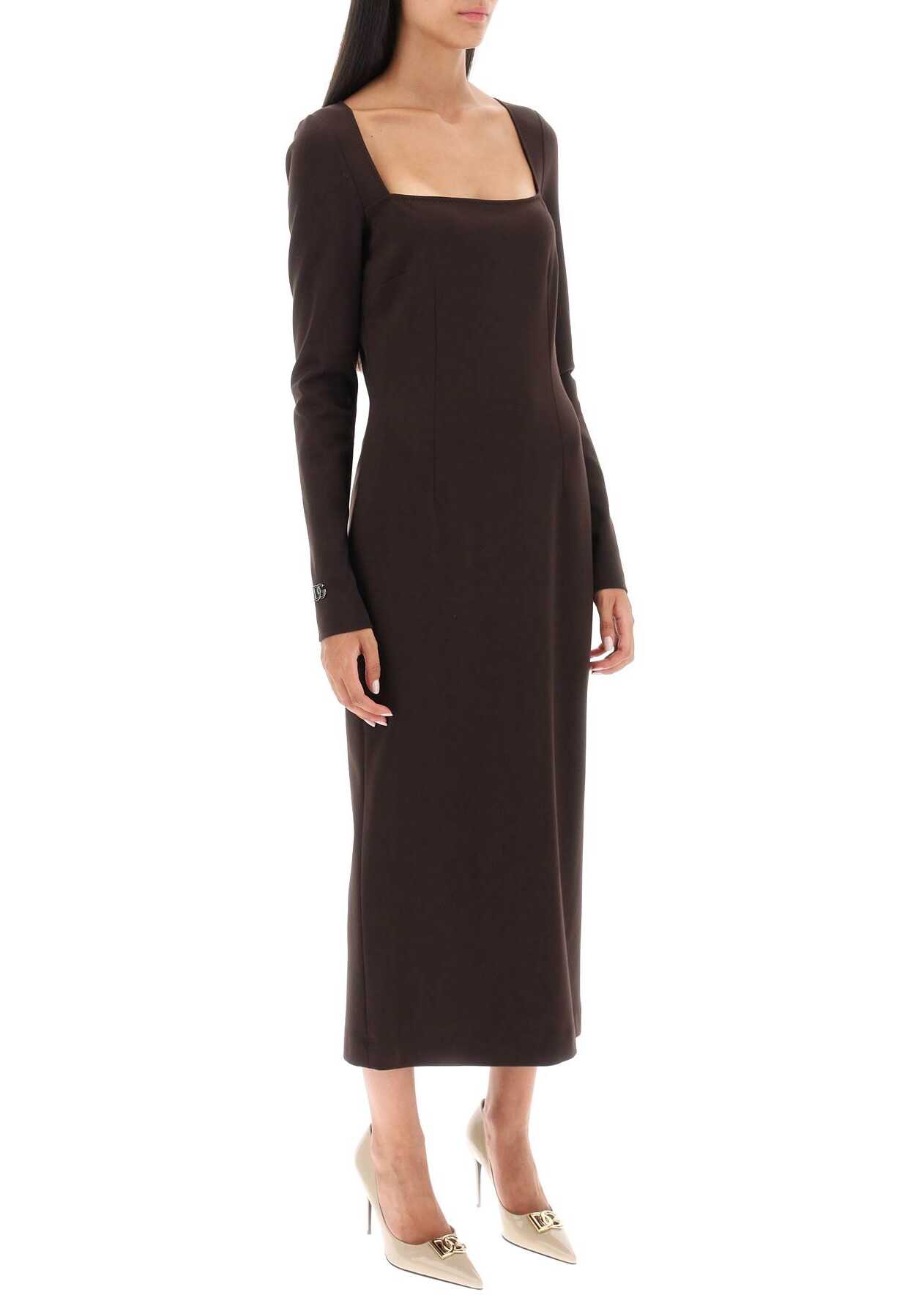 Dolce & Gabbana Jersey Sheath Dress MARRONE SCURO 4