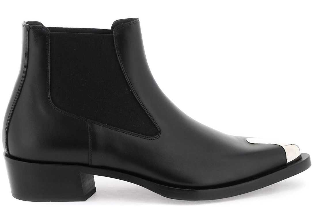 Alexander McQueen \'Punk\' Chelsea Ankle Boots BLACK SILVER