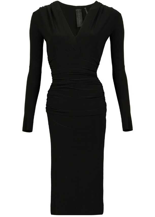 NORMA KAMALI V-Neck Longsleeve Dress 84891 Black