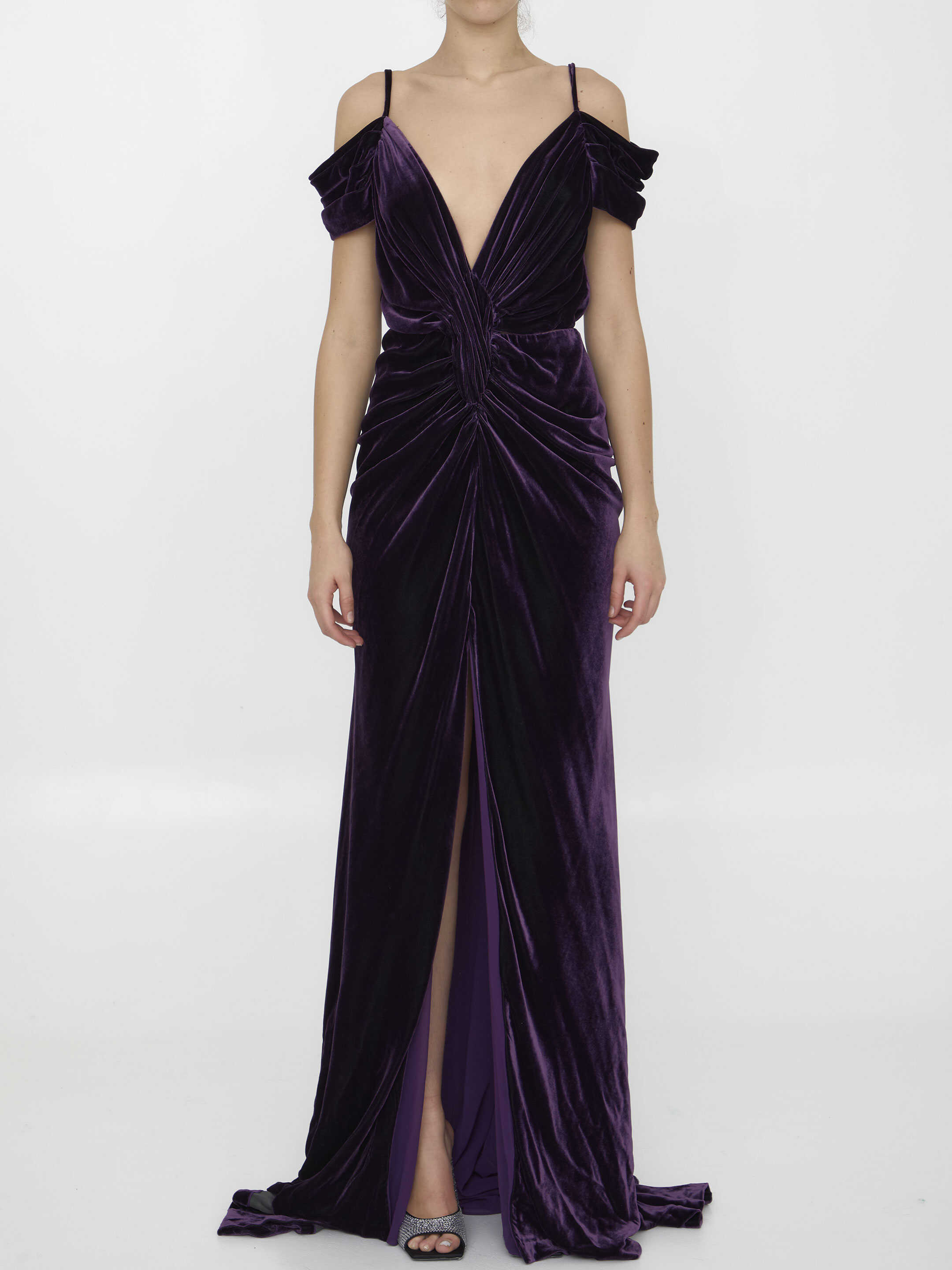 COSTARELLOS Violet Velvet Dress PURPLE