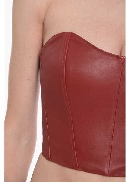 Bluze THE MANNEI Soft-Leather Oviedo Bustier Top With Sweetheart Neckline Red Femei (BM 10166771) 3
