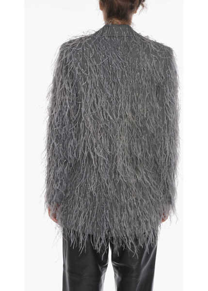 Sacouri THE MANNEI Virgin-Wool Greenock Single-Breasted Blazer With Feather-Emb Gray Femei (BM 10166783) 2