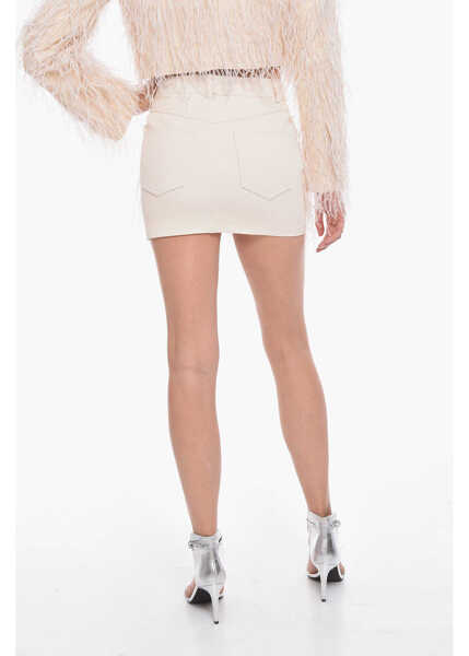 Fuste scurte THE MANNEI Cotton-Twill Venice Miniskirt With Feather-Embellishment Pink Femei (BM 10166795) 2