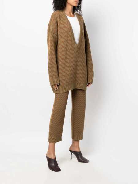 Pulovere JEJIA V-Neck Jacquard Sweater BROWN Femei (BM 10167296) 3