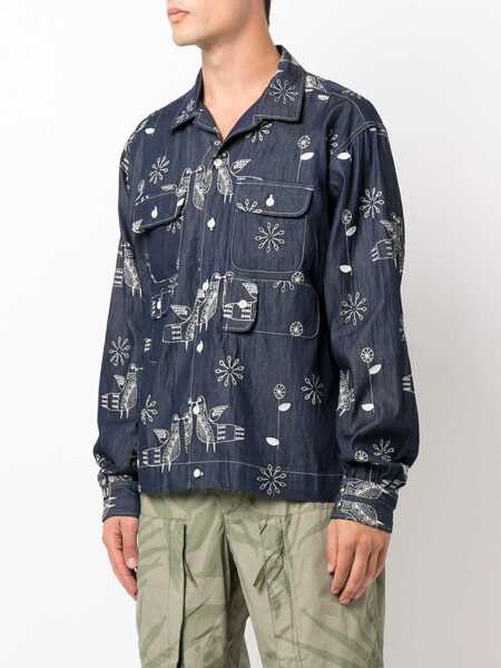 Camasi casual ENGINEERED GARMENTS Bird Embroidery Shirt BLUE Barbati (BM 10167533) 3