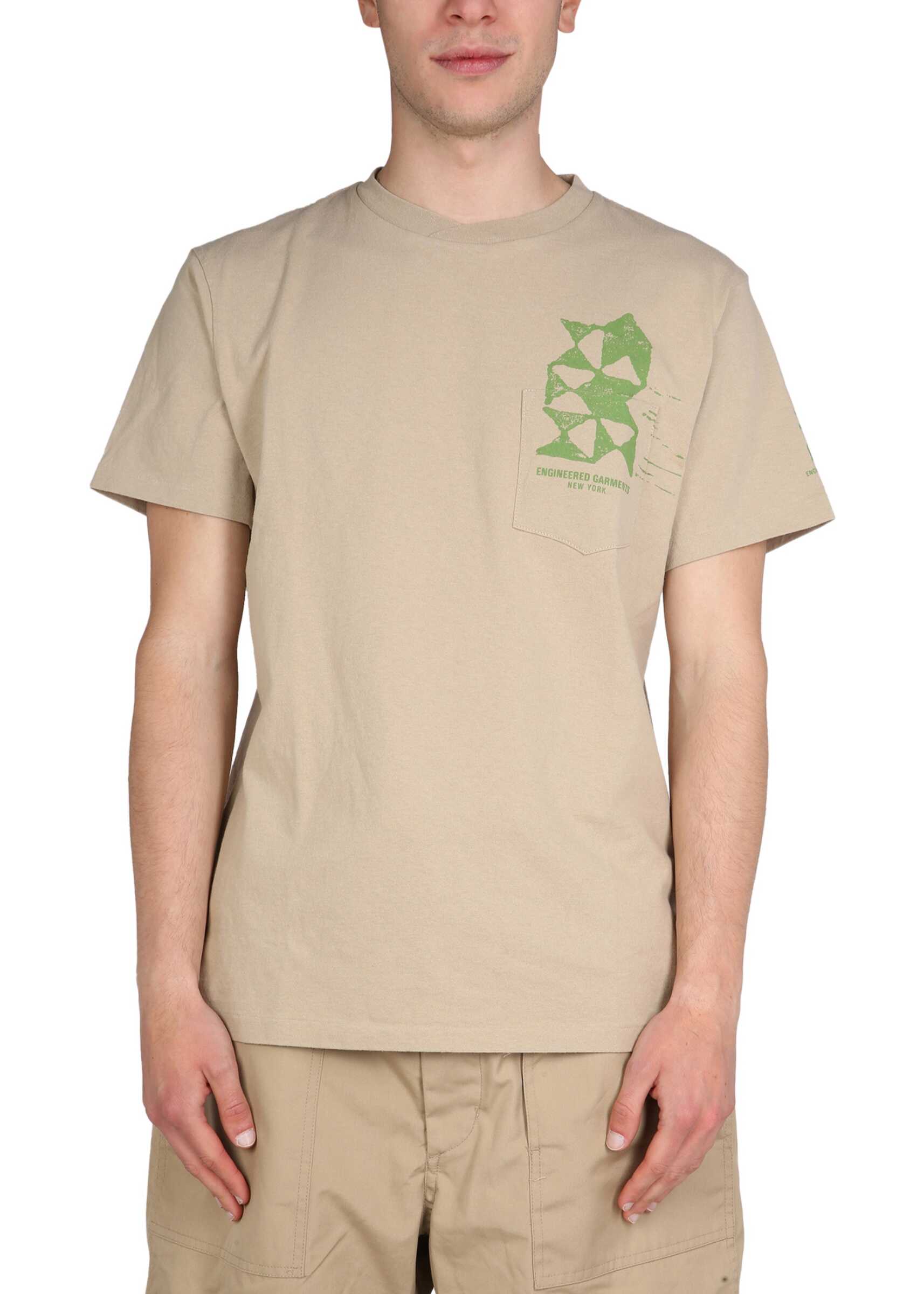 ENGINEERED GARMENTS Logo Print T-Shirt BROWN