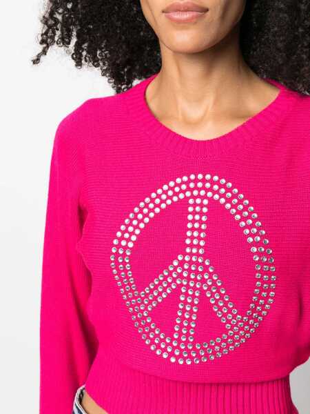 Pulovere casual MOSCHINO JEANS Peace Symbol Jersey FUCHSIA Femei (BM 10168952) 5