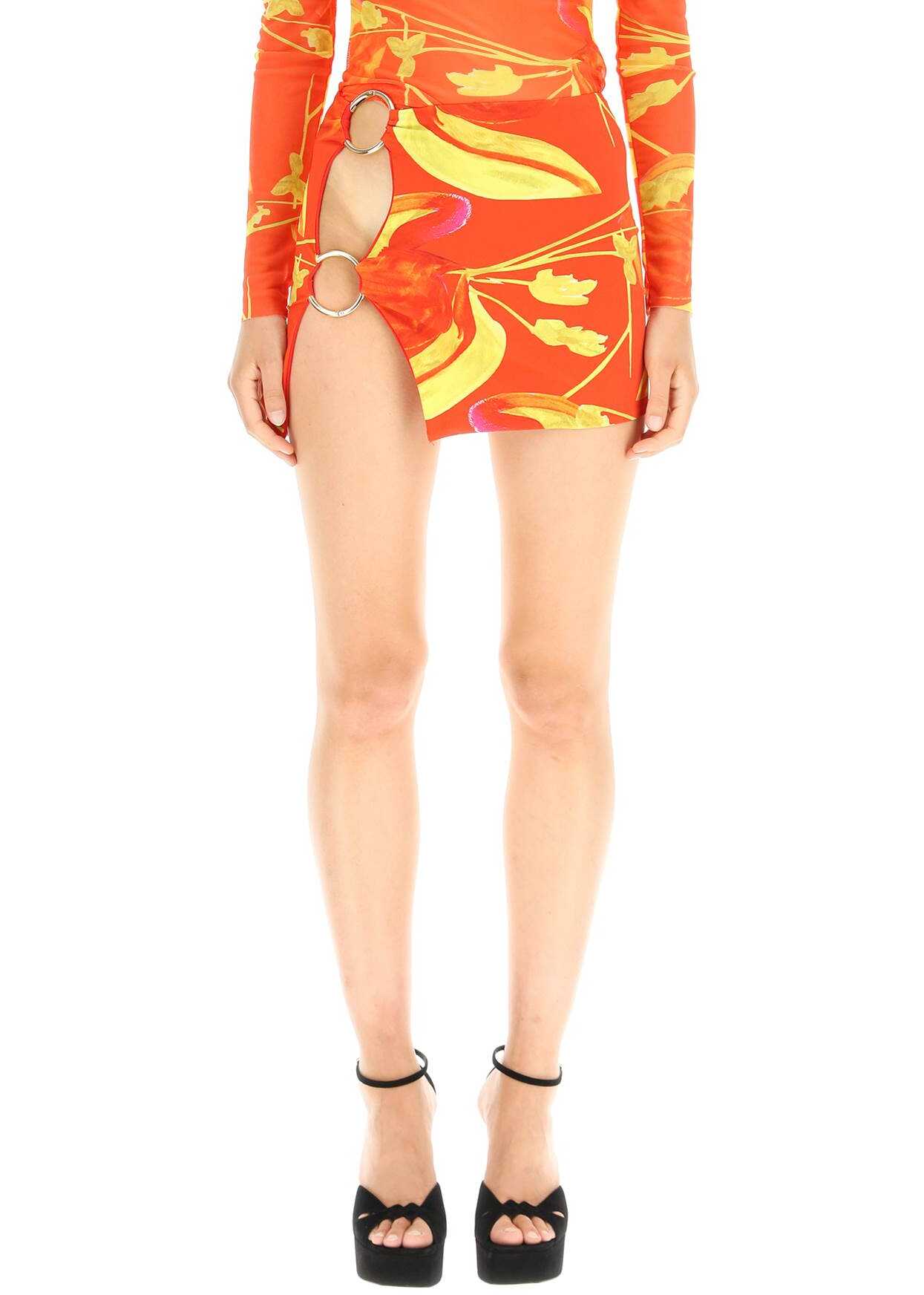 LOUISA BALLOU Double Ring Mini Skirt ORCHID FLAME