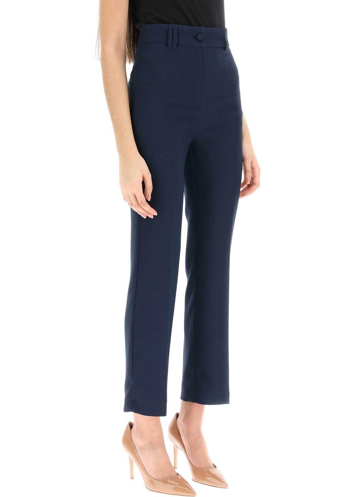 HEBE STUDIO \'Loulou\' Cady Trousers NAVY