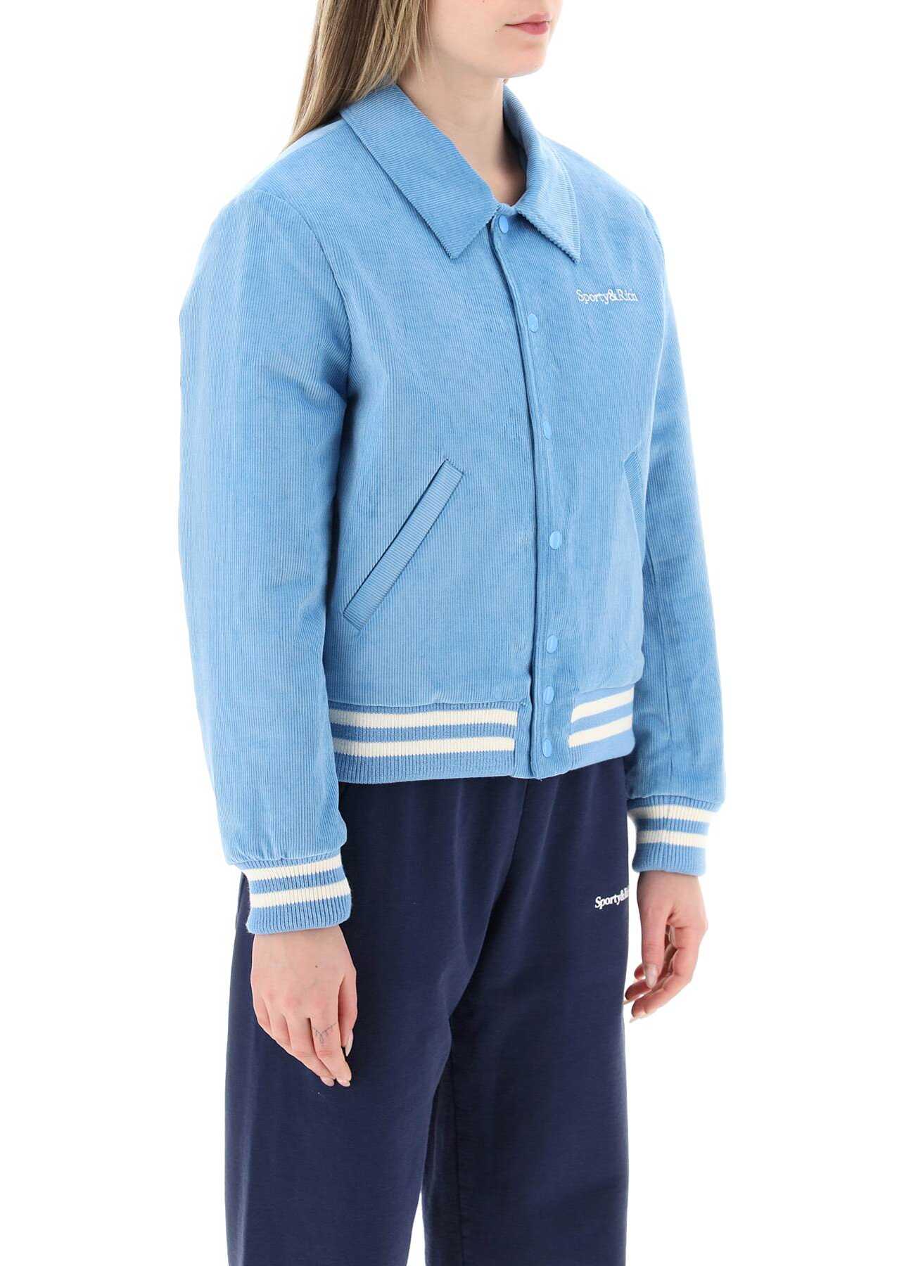 SPORTY & RICH Sporty Rich Corduroy Varsity Jacket BABY BLUE