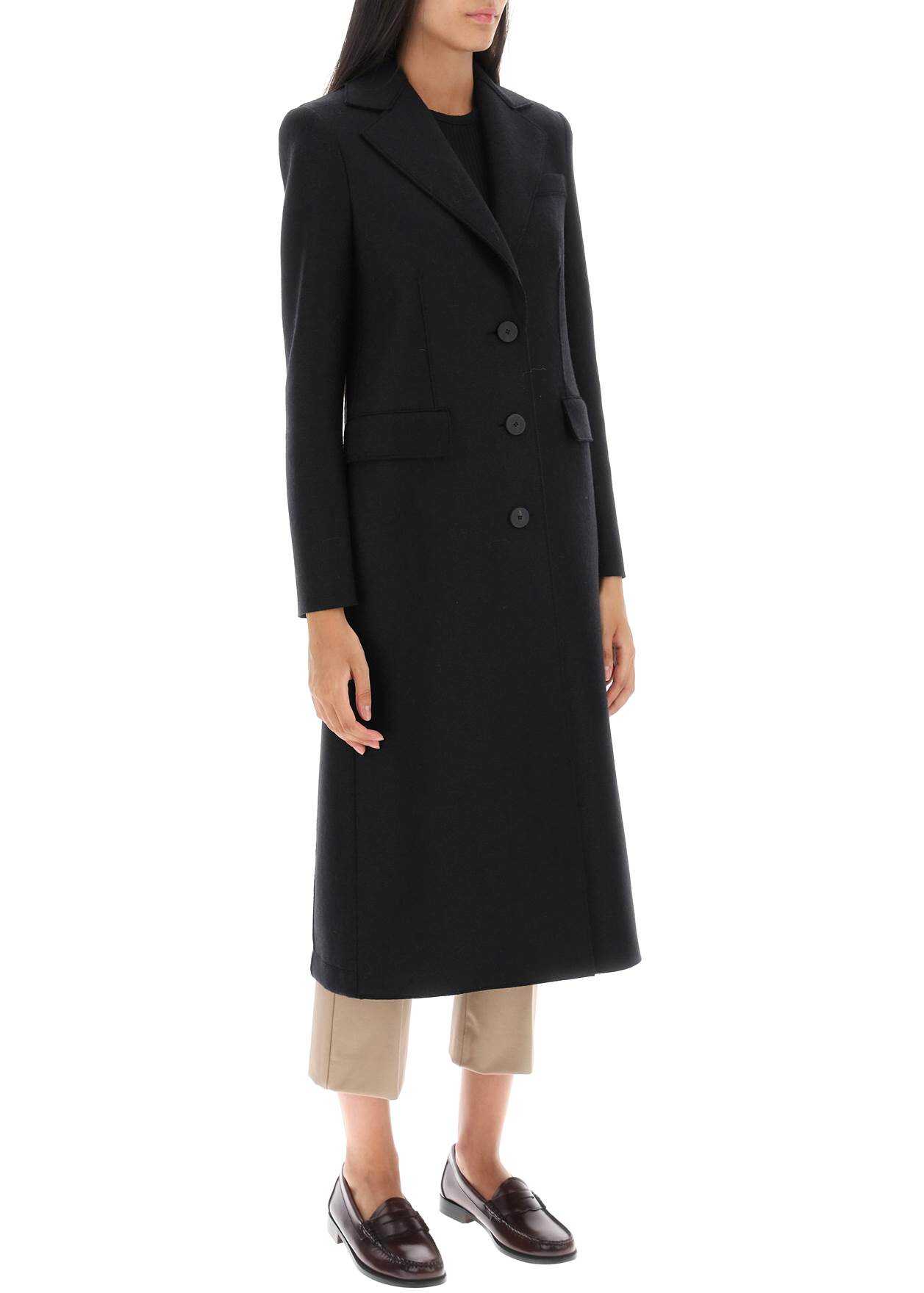 Harris Wharf London LONDON Single-Breasted Coat In Pressed Wool BLACK
