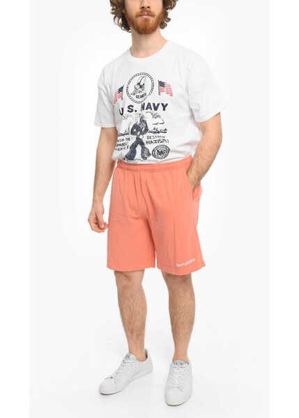 Pantaloni scurti SPORTY & RICH Drawstring Waist 3 Pockets Cotton Shorts Pink Barbati (BM 10174721) 4