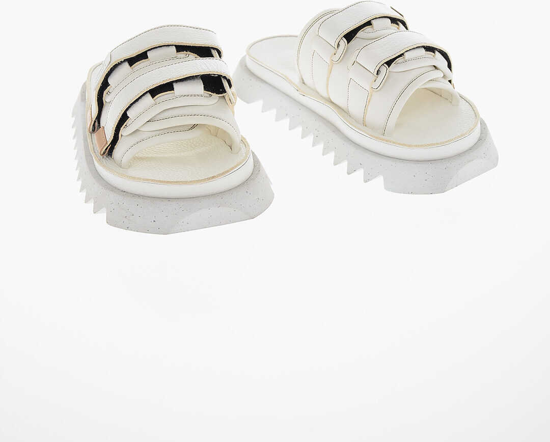 MARSÈLL Suicoke Leather Moto 02 Sandals With Touch Strap Closure White