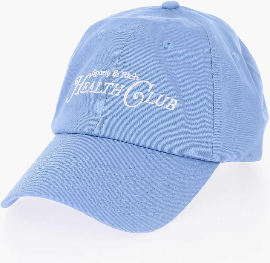 SPORTY & RICH Solid Color Cap With Embroidered Logo Blue
