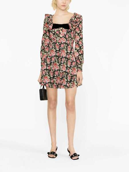 Rochii casual Alessandra Rich Flower Print Mini Dress BLACK Femei (BM 10177523) 2