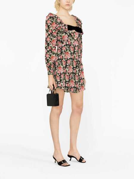 Rochii casual Alessandra Rich Flower Print Mini Dress BLACK Femei (BM 10177523) 4