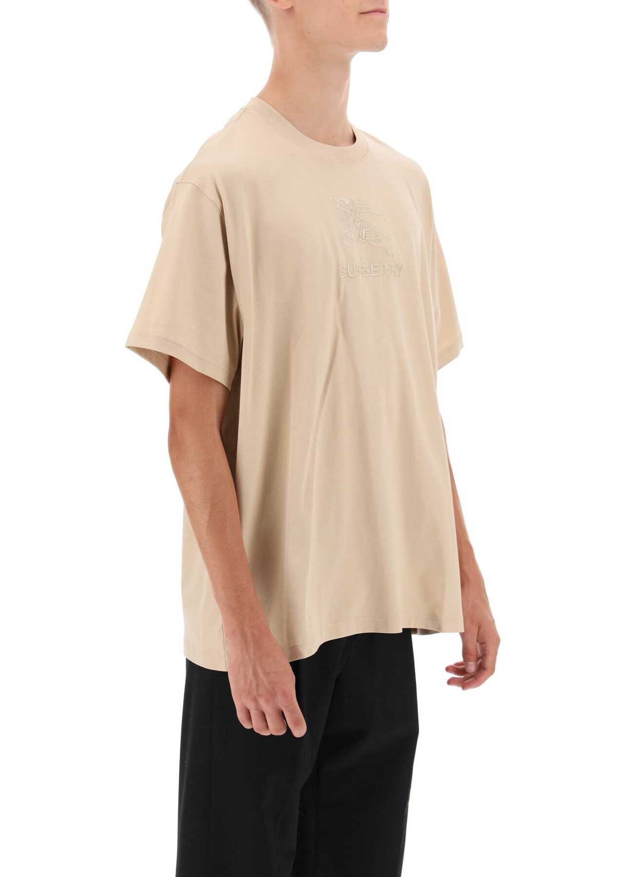 Burberry Tempah T-Shirt With Embroidered Ekd SOFT FAWN