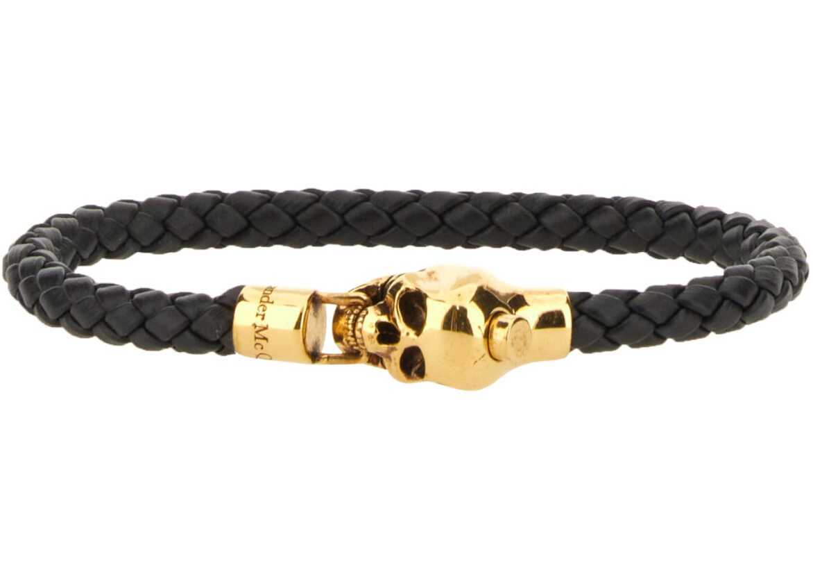 Alexander McQueen Braided Leather Bracelet BLACK image5