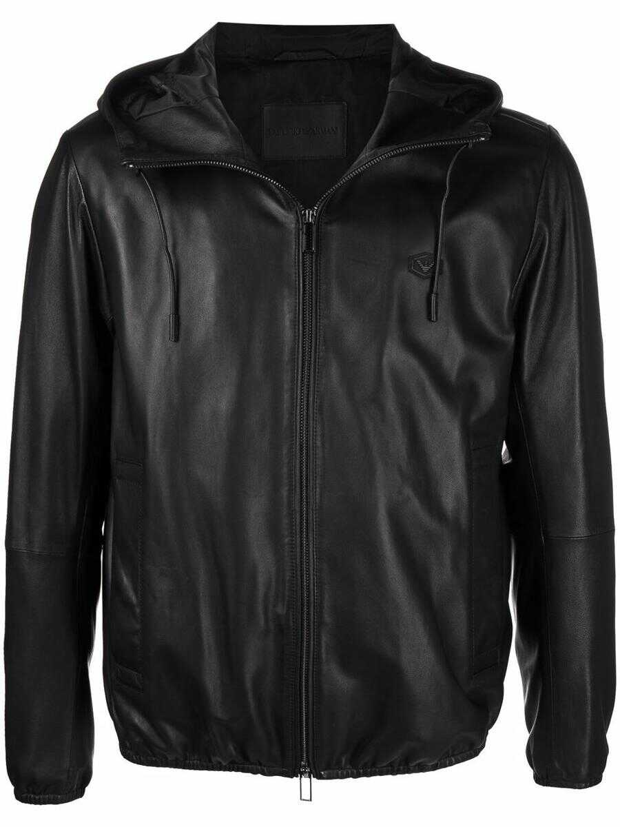 EA7 EA7 EMPORIO ARMANI Leather blouson jacket Black